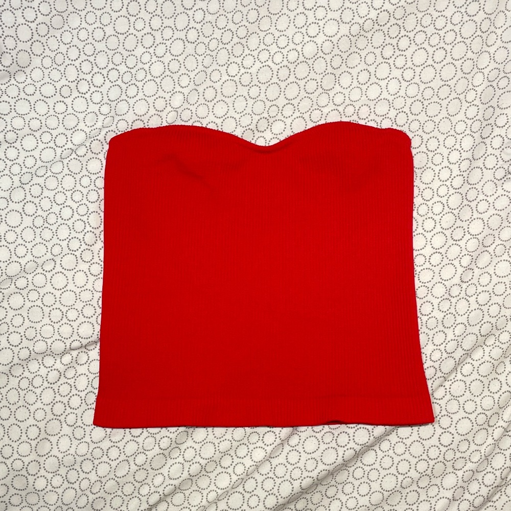 Red Ribbed Tube Top
